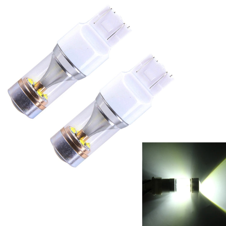 2 ชิ้น T20/7443 350 LM 6000K สายไฟคู่ 30 วัตต์แสงสีขาว 6 LED CREE Canbus รถหลอดไฟเบรก, DC 12V, T20