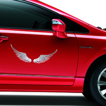 3D Angel Wing โลหะสติกเกอร์รูปลอก Auto Car Emblem Decal ตกแต่งสีเงิน, Angel Wing