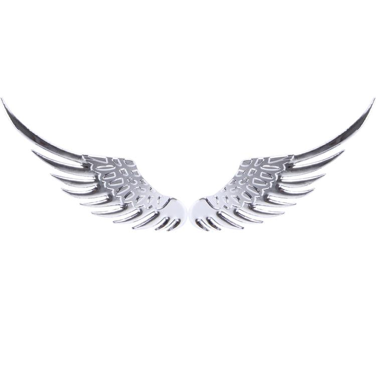 3D Angel Wing โลหะสติกเกอร์รูปลอก Auto Car Emblem Decal ตกแต่งสีเงิน, Angel Wing