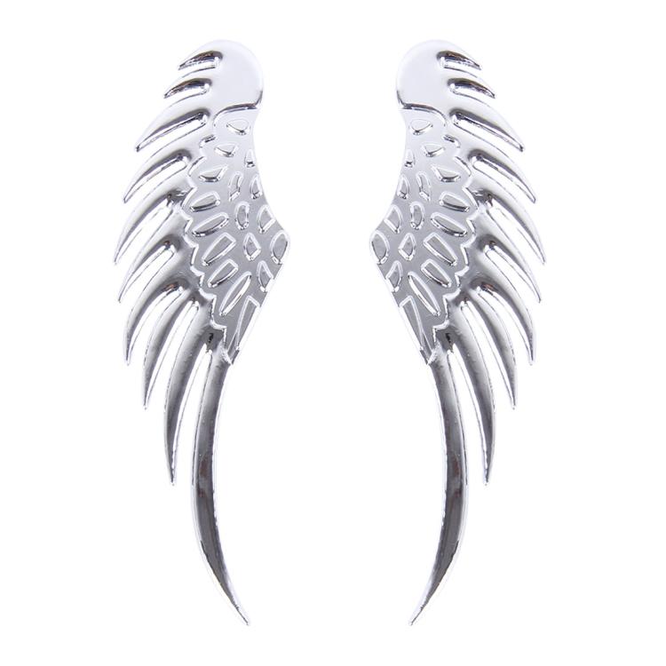 3D Angel Wing โลหะสติกเกอร์รูปลอก Auto Car Emblem Decal ตกแต่งสีเงิน, Angel Wing