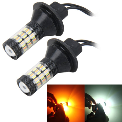 2 ชิ้น 7440 5 วัตต์ 450LM 60LEDs DC 12 โวลต์ SMD-4014 รถยนต์ไฟเบรกอัตโนมัติไฟเลี้ยวรถแหล่งที่มาชุด (แสงสีขาว + แสงสีเหลือง) ความยาวสายเคเบิล: 40 ซม., 7440