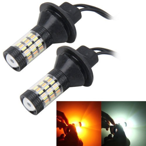 2 ชิ้น 7440 5 วัตต์ 450LM 60LEDs DC 12 โวลต์ SMD-4014 รถยนต์ไฟเบรกอัตโนมัติไฟเลี้ยวรถแหล่งที่มาชุด (แสงสีขาว + แสงสีเหลือง) ความยาวสายเคเบิล: 40 ซม., 7440