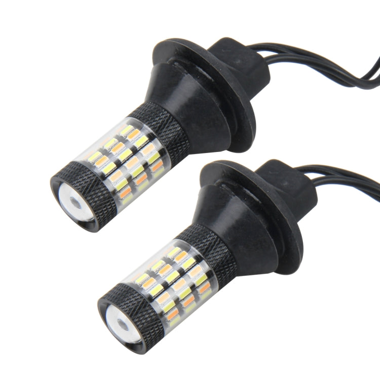 2 ชิ้น 7440 5 วัตต์ 450LM 60LEDs DC 12 โวลต์ SMD-4014 รถยนต์ไฟเบรกอัตโนมัติไฟเลี้ยวรถแหล่งที่มาชุด (แสงสีขาว + แสงสีเหลือง) ความยาวสายเคเบิล: 40 ซม., 7440