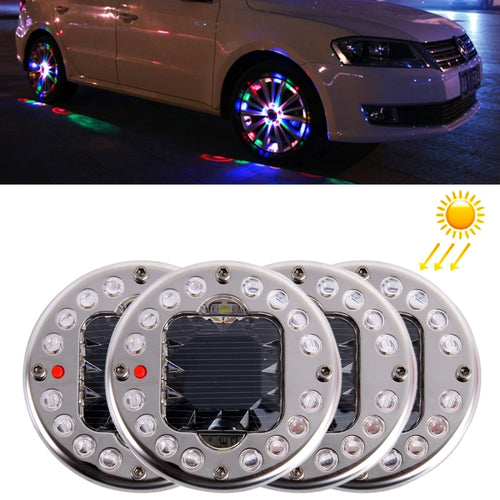 4 ชิ้นพลังงานแสงอาทิตย์พลังงานสูงรถยนต์ LED ที่มีสีสันล้อไฟ, 4 PCS Colorful Wheel Lights