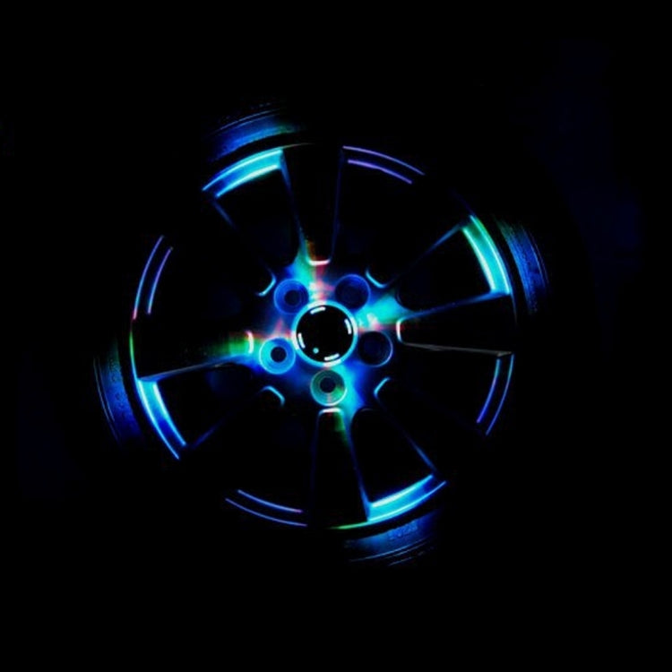 4 ชิ้นพลังงานแสงอาทิตย์พลังงานสูงรถยนต์ LED ที่มีสีสันล้อไฟ, 4 PCS Colorful Wheel Lights