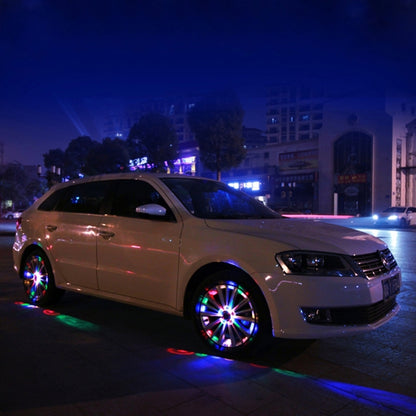 4 ชิ้นพลังงานแสงอาทิตย์พลังงานสูงรถยนต์ LED ที่มีสีสันล้อไฟ, 4 PCS Colorful Wheel Lights