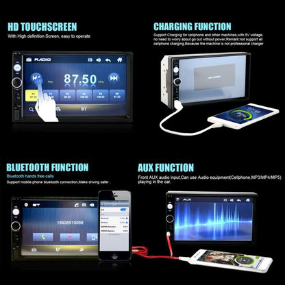 7010B HD 2 Din 7 นิ้วเครื่องรับวิทยุ Bluetooth ในรถยนต์เครื่องเล่น MP5, รองรับ FM และ USB และการ์ด TF, 7010B