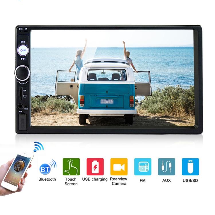 7010B HD 2 Din 7 นิ้วเครื่องรับวิทยุ Bluetooth ในรถยนต์เครื่องเล่น MP5, รองรับ FM และ USB และการ์ด TF, 7010B
