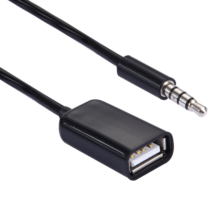 ชาย 3.5 มม. ไปยัง USB 2.0 ตัวแปลงเสียงหญิงสายขดแบบพับเก็บได้สำหรับลำโพง MP3 ในรถยนต์ดิสก์ U ความยาว: 1 ม., 1pcs