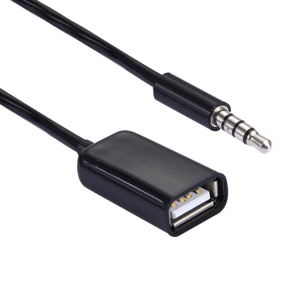 ชาย 3.5 มม. ไปยัง USB 2.0 ตัวแปลงเสียงหญิงสายขดแบบพับเก็บได้สำหรับลำโพง MP3 ในรถยนต์ดิสก์ U ความยาว: 1 ม., 1pcs