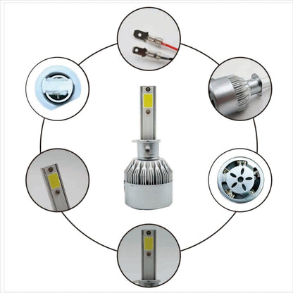 2 ชิ้น H1 18W 1800LM 6000K กันน้ำ IP68 รถยนต์ไฟหน้า LED อัตโนมัติพร้อมโคมไฟ LED 2 ซัง DC 9-36V, H1