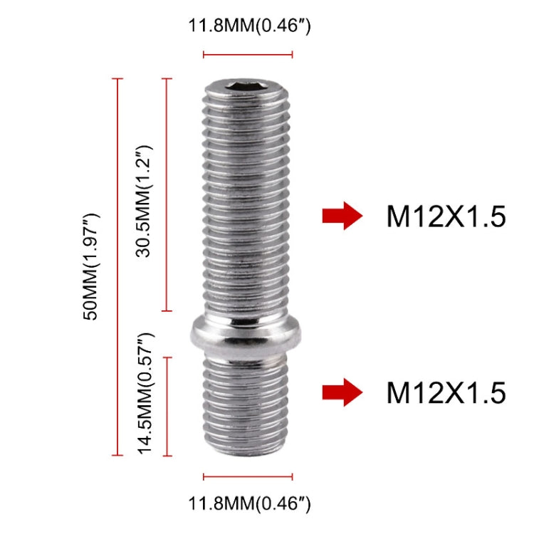 20 PCS 5cm Universal การปรับเปลี่ยนรถขยายล้อสตั๊ดการแปลง M12x1.5 TO M12x1.5 สกรูอะแดปเตอร์ LN032 LN033 LN044, 5cm M12x1.5 to M12x1.5