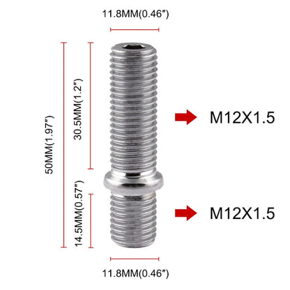 20 PCS 5cm Universal การปรับเปลี่ยนรถขยายล้อสตั๊ดการแปลง M12x1.5 TO M12x1.5 สกรูอะแดปเตอร์ LN032 LN033 LN044, 5cm M12x1.5 to M12x1.5