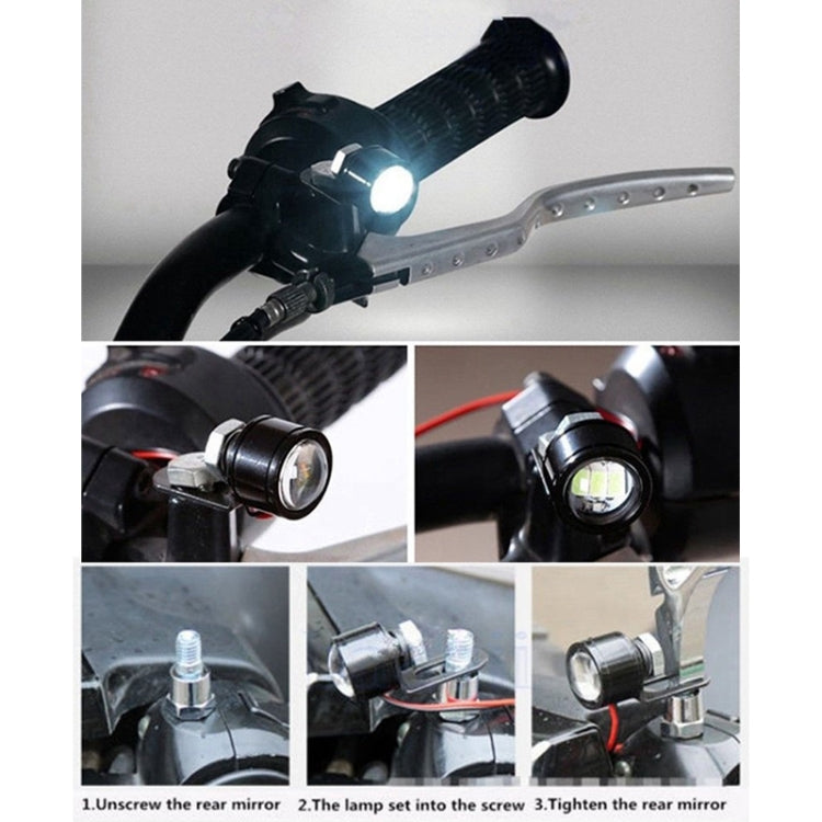 2 ชิ้น 12V 3W Eagle Eyes ไฟ LED สำหรับรถจักรยานยนต์ ความยาวสายไฟ: 45 ซม, Wire Length: 45cm