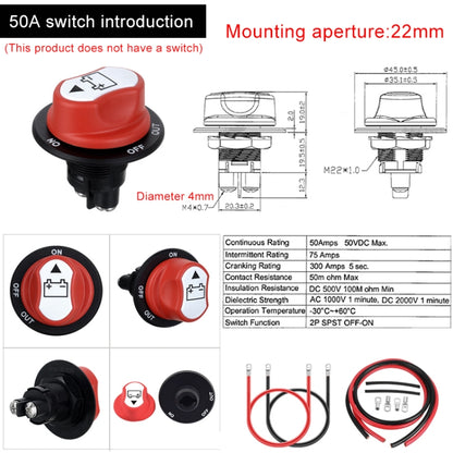 10 AWG แบตเตอรี่ สายเชื่อมต่อสวิตช์สำหรับรถยนต์ / รถจักรยานยนต์ / เรือเดินทะเล, 10 AWG