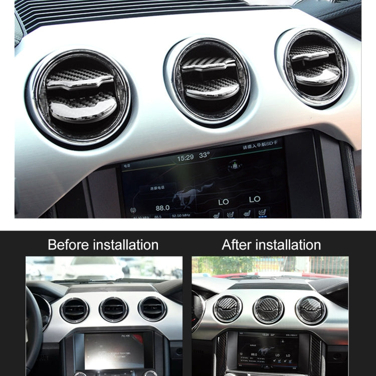 9 PCS Central Air Vents ฝาครอบสติกเกอร์ตกแต่ง Air Outlet Trim แหวนสำหรับ Ford Mustang, Central Air Vents