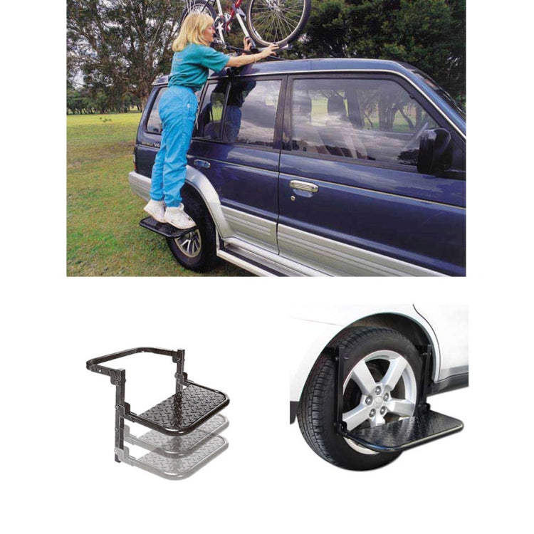 แบบพกพาพับรถบันไดยาง Mount Steps บันไดสำหรับรถกระบะ,รถบรรทุก,SUV, Tyre Mount