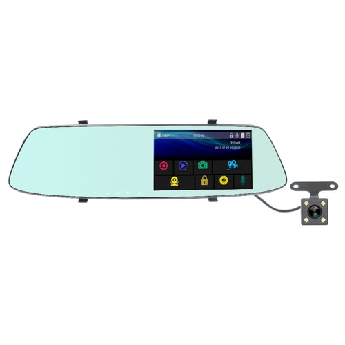 G705 5 นิ้วจอแอลซีดีหน้าจอสัมผัสกระจกมองหลังรถบันทึกด้วยกล้องแยก, การดูมุมกว้าง 170 องศา, รองรับวิดีโอวน / การตรวจจับการเคลื่อนไหว / G-Sensor / การ์ด TF, G705