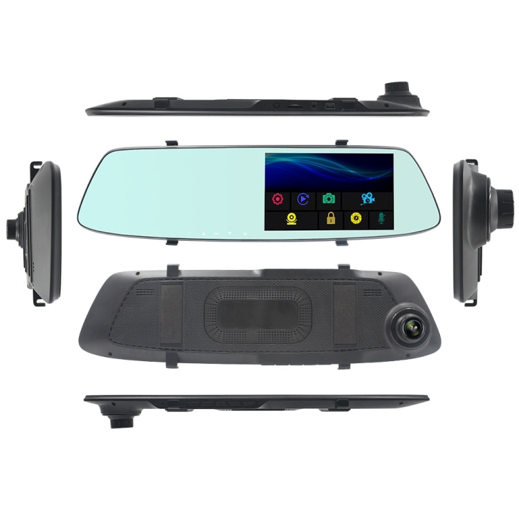 G705 5 นิ้วจอแอลซีดีหน้าจอสัมผัสกระจกมองหลังรถบันทึกด้วยกล้องแยก, การดูมุมกว้าง 170 องศา, รองรับวิดีโอวน / การตรวจจับการเคลื่อนไหว / G-Sensor / การ์ด TF, G705