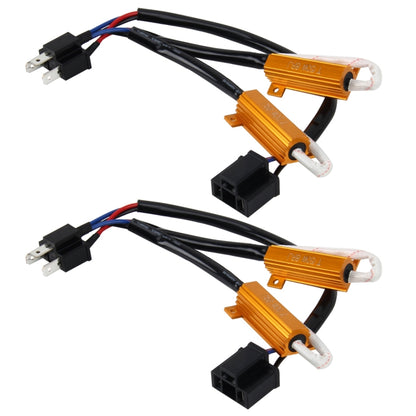 2 ชิ้น H4 รถ Canbus ข้อผิดพลาดตัวถอดรหัสตัวถอดรหัสโหลดตัวต้านทาน LED 50 วัตต์ 8 โอห์มไม่กะพริบตัวถอดรหัสความต้านทานความร้อนกรณีอลูมิเนียมอ่างความร้อนพลังงานสูงเปลือกโลหะต้านทาน, H4