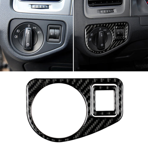 คาร์บอนไฟเบอร์ไฟหน้าสวิทช์แผงสติกเกอร์ตกแต่งสำหรับ Volkswagen Golf 7 2013-2017,ไดรฟ์ซ้าย, Headlight Switch Panel