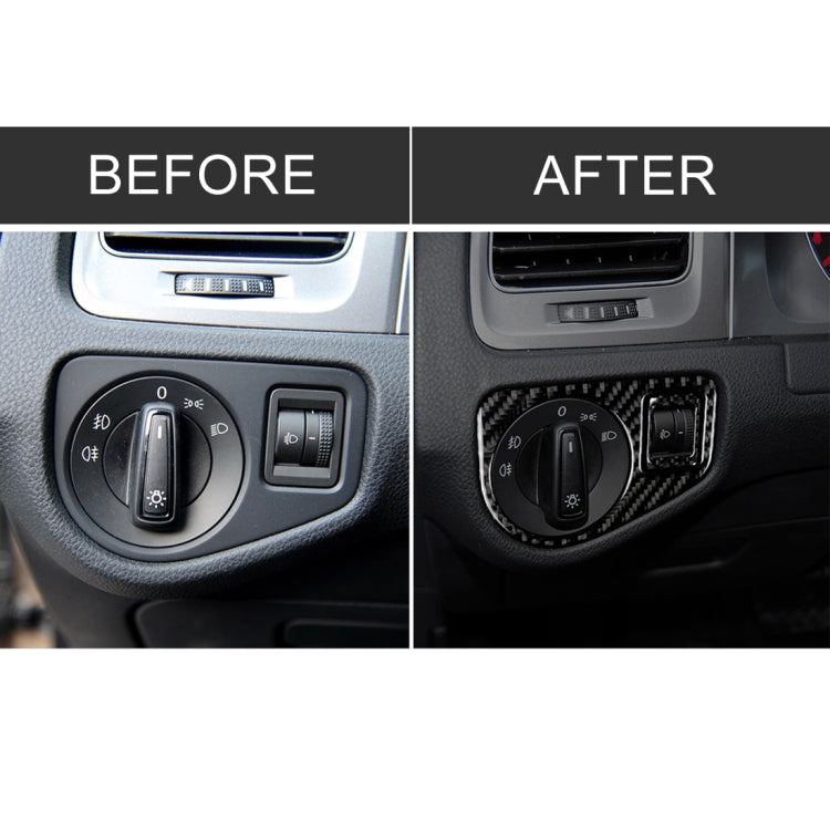 คาร์บอนไฟเบอร์ไฟหน้าสวิทช์แผงสติกเกอร์ตกแต่งสำหรับ Volkswagen Golf 7 2013-2017,ไดรฟ์ซ้าย, Headlight Switch Panel