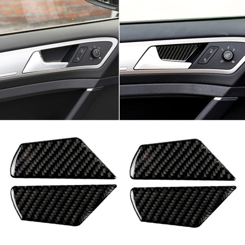รถคาร์บอนไฟเบอร์ประตูด้านใน Handle นาฬิกาข้อมือแผงสติกเกอร์ตกแต่งสำหรับ Volkswagen Golf 7 2013-2017, Door Inner Handle Wrist