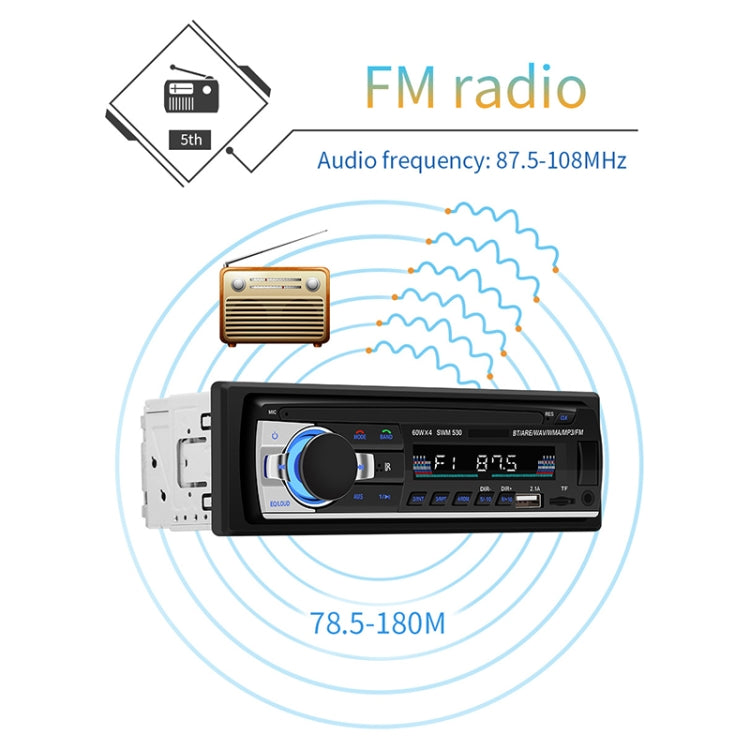 SWM-530 12V Universal Car Dual USB Charger เครื่องรับวิทยุเครื่องเล่น MP3, รองรับ FM และ Bluetooth พร้อมรีโมทคอนโทรล, SWM-530