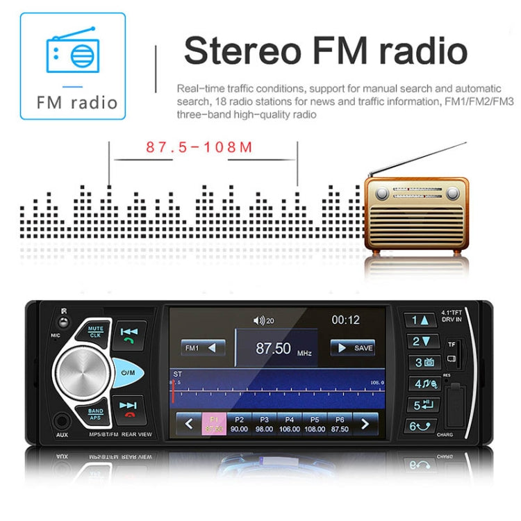 SWM-4022D HD 4.1 นิ้ว 12V เครื่องรับวิทยุในรถยนต์สากลเครื่องเล่น MP5, รองรับ FM และ Bluetooth และการ์ด TF พร้อมรีโมทคอนโทรล, SWM-4022D