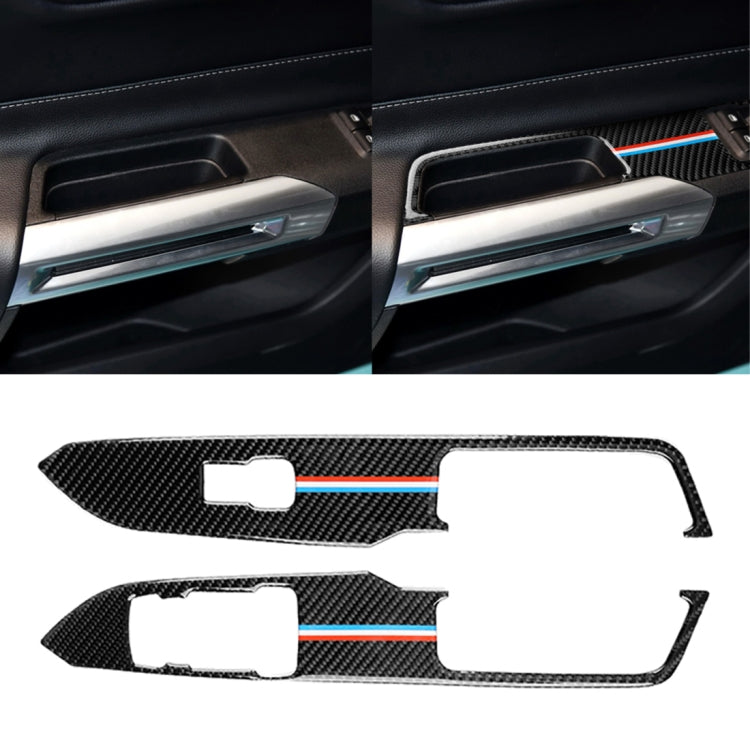 2 ชิ้นรถ USA สีคาร์บอนไฟเบอร์หน้าต่างแผงสติกเกอร์ตกแต่งสำหรับ Ford Mustang 2015-2017, ไดรฟ์ซ้าย, Window Lift Panel
