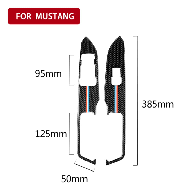 2 ชิ้นรถ USA สีคาร์บอนไฟเบอร์หน้าต่างแผงสติกเกอร์ตกแต่งสำหรับ Ford Mustang 2015-2017, ไดรฟ์ซ้าย, Window Lift Panel