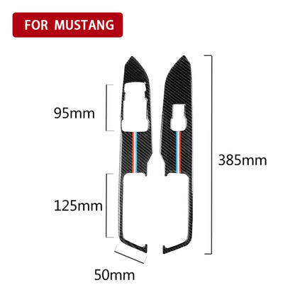 2 ชิ้นรถ USA สีคาร์บอนไฟเบอร์หน้าต่างแผงสติกเกอร์ตกแต่งสำหรับ Ford Mustang 2015-2017, ไดรฟ์ซ้าย, Window Lift Panel