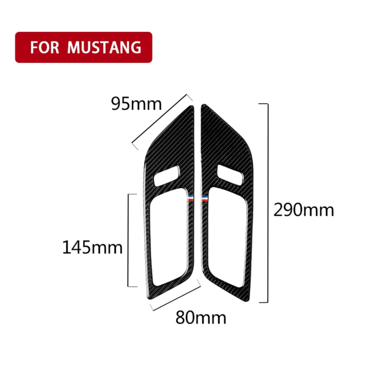 2 PCS รถ USA สีคาร์บอนไฟเบอร์ประตูด้านในจับสติกเกอร์ตกแต่งสำหรับ Ford Mustang 2015-2017, Door Inner Handles