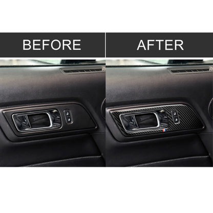 2 PCS รถ USA สีคาร์บอนไฟเบอร์ประตูด้านในจับสติกเกอร์ตกแต่งสำหรับ Ford Mustang 2015-2017, Door Inner Handles