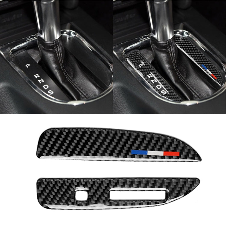 2 ชิ้นรถ USA สีคาร์บอนไฟเบอร์ชุดคันเกียร์แผงสติกเกอร์ตกแต่งสำหรับฟอร์ดมัสแตง 2015-2017, ไดรฟ์ซ้าย, Gearshift Panel
