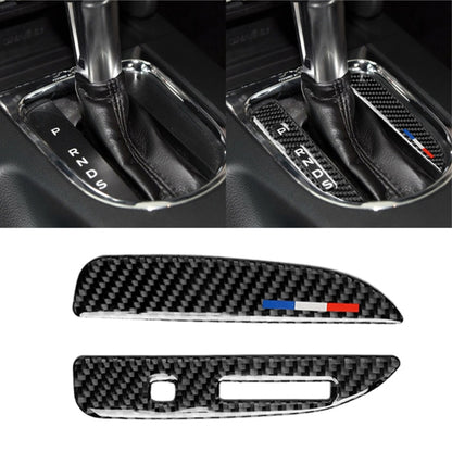 2 ชิ้นรถ USA สีคาร์บอนไฟเบอร์ชุดคันเกียร์แผงสติกเกอร์ตกแต่งสำหรับฟอร์ดมัสแตง 2015-2017, ไดรฟ์ซ้าย, Gearshift Panel