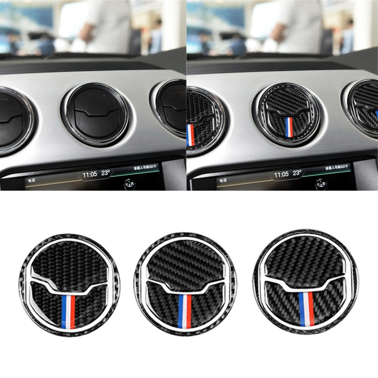 9 PCS รถ USA สีคาร์บอนไฟเบอร์ Air Outlet สติกเกอร์ตกแต่งสำหรับ Ford Mustang 2015-2017, Air Outlet