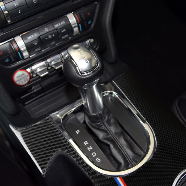 รถ USA สีคาร์บอนไฟเบอร์เกียร์ซ้ายตำแหน่งแผงสติกเกอร์ตกแต่งสำหรับ Ford Mustang 2015-2017, Left Drive Gear Position