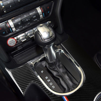 รถ USA สีคาร์บอนไฟเบอร์เกียร์ซ้ายตำแหน่งแผงสติกเกอร์ตกแต่งสำหรับ Ford Mustang 2015-2017, Left Drive Gear Position