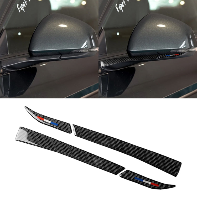 4 PCS รถ USA สีคาร์บอนไฟเบอร์กระจกมองหลังสติกเกอร์ตกแต่งสำหรับ Ford Mustang 2015-2017, Rearview Mirror