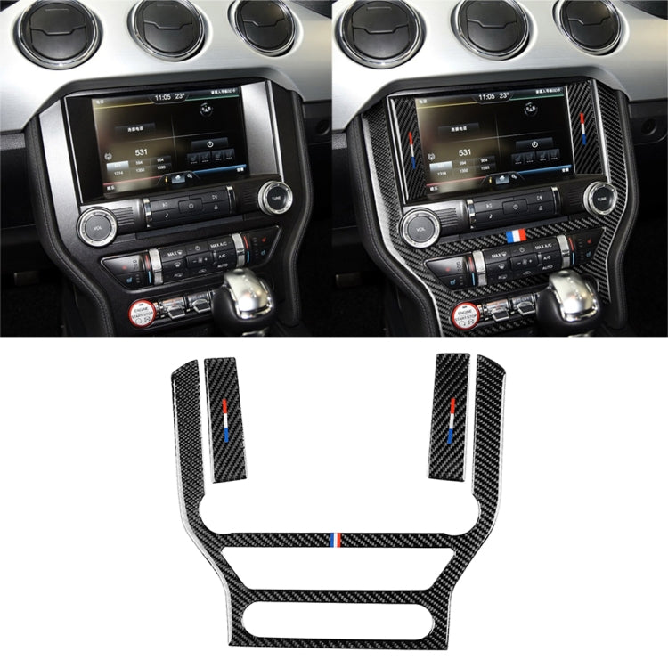 รถ USA สีคาร์บอนไฟเบอร์แผงควบคุมกลางสติกเกอร์ตกแต่งสำหรับ Ford Mustang 2015-2017, Central Control Panel
