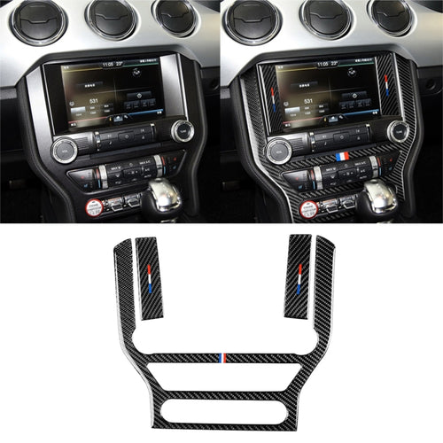 รถ USA สีคาร์บอนไฟเบอร์แผงควบคุมกลางสติกเกอร์ตกแต่งสำหรับ Ford Mustang 2015-2017, Central Control Panel