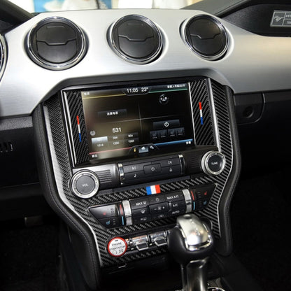 รถ USA สีคาร์บอนไฟเบอร์แผงควบคุมกลางสติกเกอร์ตกแต่งสำหรับ Ford Mustang 2015-2017, Central Control Panel