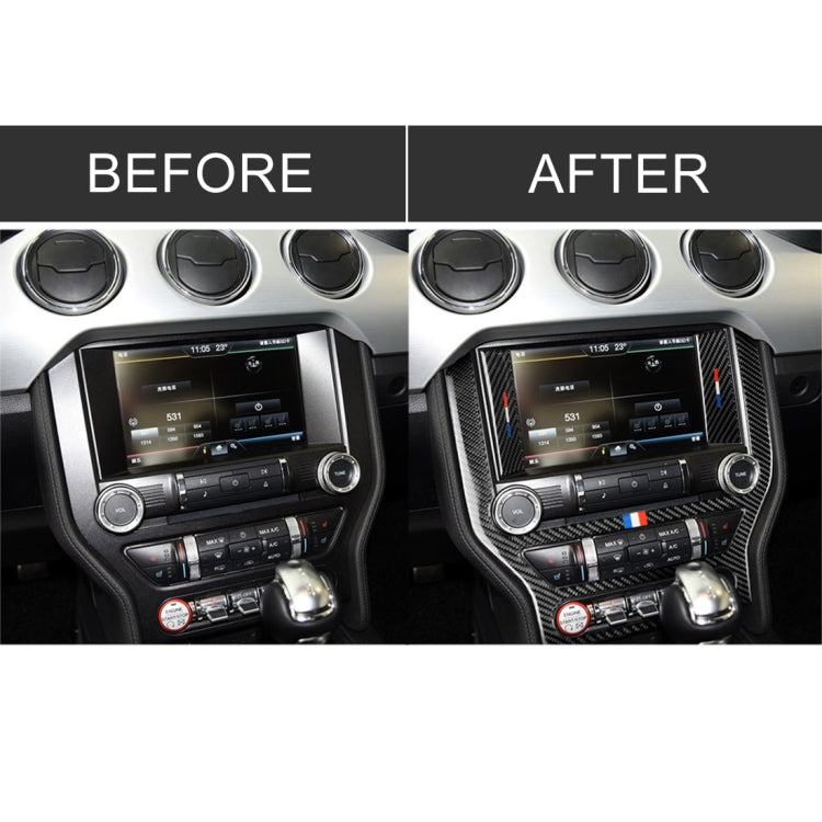 รถ USA สีคาร์บอนไฟเบอร์แผงควบคุมกลางสติกเกอร์ตกแต่งสำหรับ Ford Mustang 2015-2017, Central Control Panel