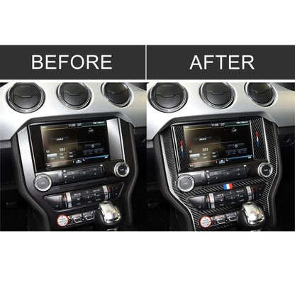 รถ USA สีคาร์บอนไฟเบอร์แผงควบคุมกลางสติกเกอร์ตกแต่งสำหรับ Ford Mustang 2015-2017, Central Control Panel