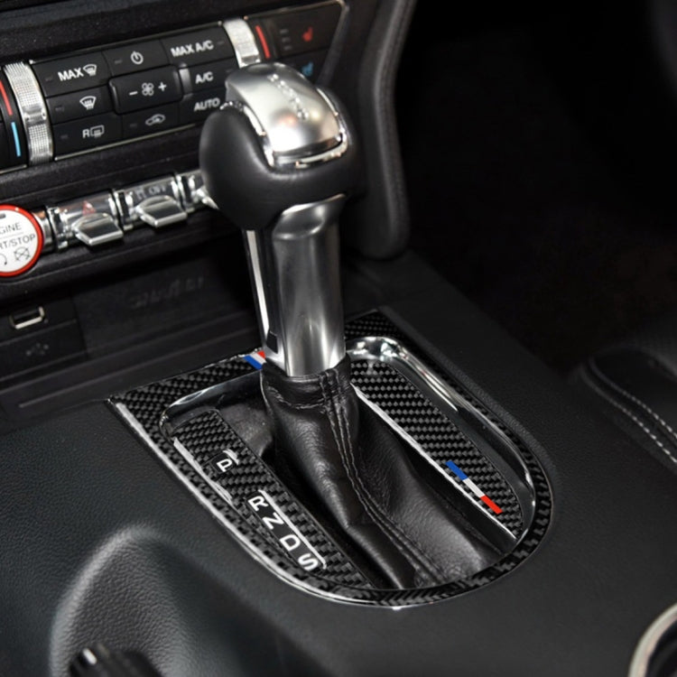 3 PCS รถ USA สีคาร์บอนไฟเบอร์ชุดคันเกียร์แผงกรอบสติกเกอร์ตกแต่งสำหรับ Ford Mustang 2015-2017, ไดรฟ์ซ้าย, Gearshift Panel Frame