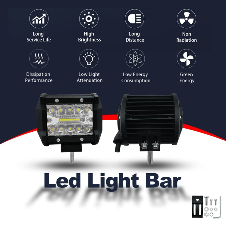 4 นิ้ว 15W 1500LM LED Strip โคมไฟทำงาน Refit Off-road ไฟรถยนต์หลังคา Strip Light, 4 inch 60W