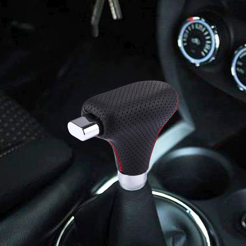 รถยนต์อเนกประสงค์รถหนังสีดำ Shifter Cover Manual เกียร์อัตโนมัติ Shift Knob, Black Leather Shifter Cover