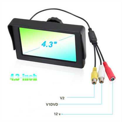 PZ-703 จอภาพมองหลังรถยนต์ TFT LCD ขนาด 4.3 นิ้วพร้อมขาตั้งและที่บังแดด, PZ-703
