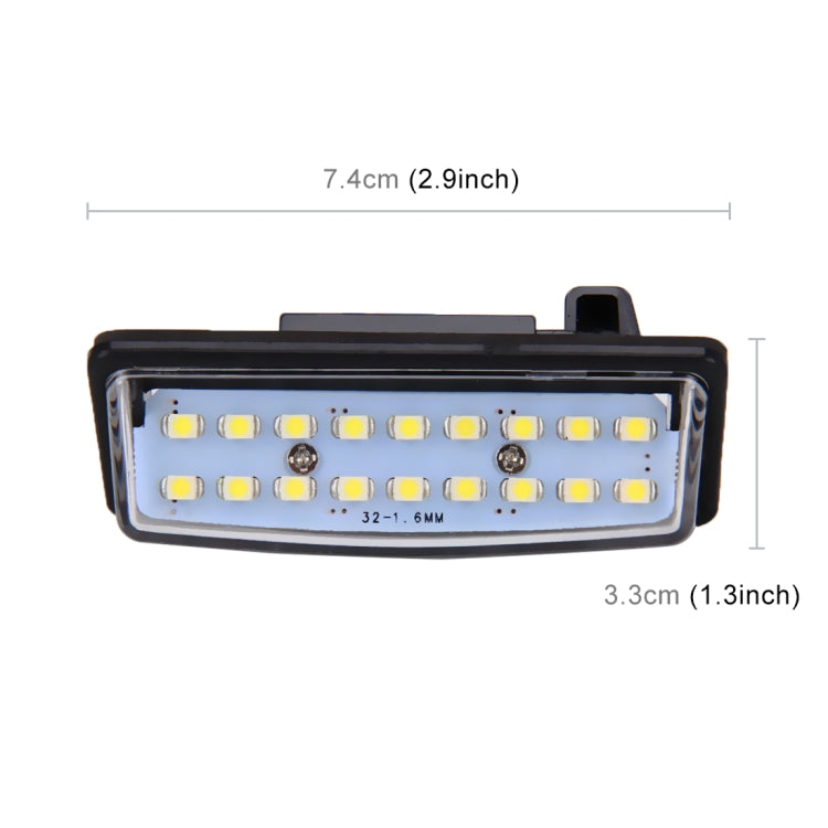 2 ชิ้นไฟป้ายทะเบียน LED 18-SMD หลอดไฟโคมไฟสำหรับนิสสัน / Teana 03 / Tada 03-08 / Sylphy 2008 / ซันนี่ 2001-2006,2W 120LM, 6000K, DC12V (แสงสีขาว), for Nissan